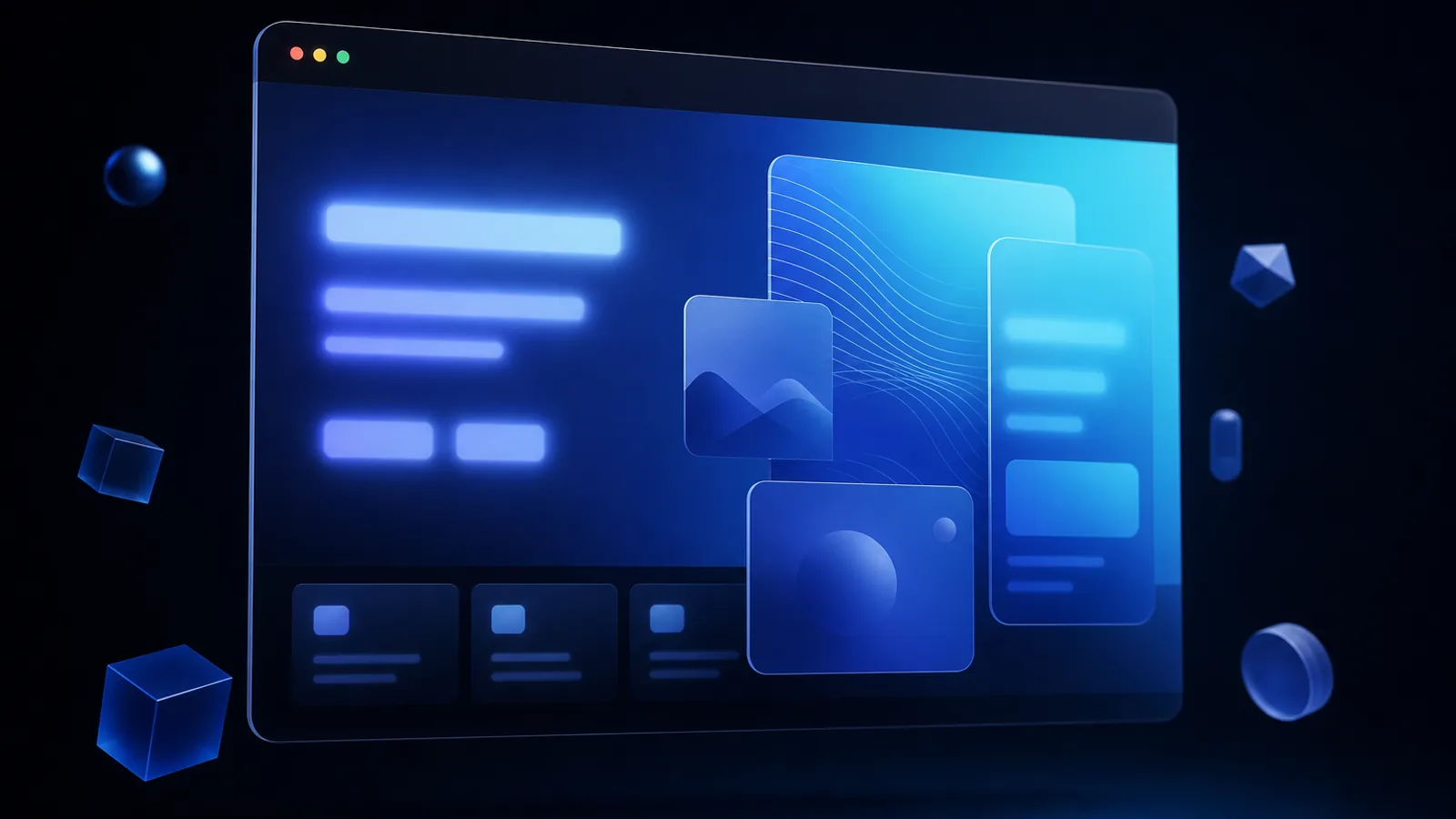 Conceptual modern browser window with abstract landing page layout